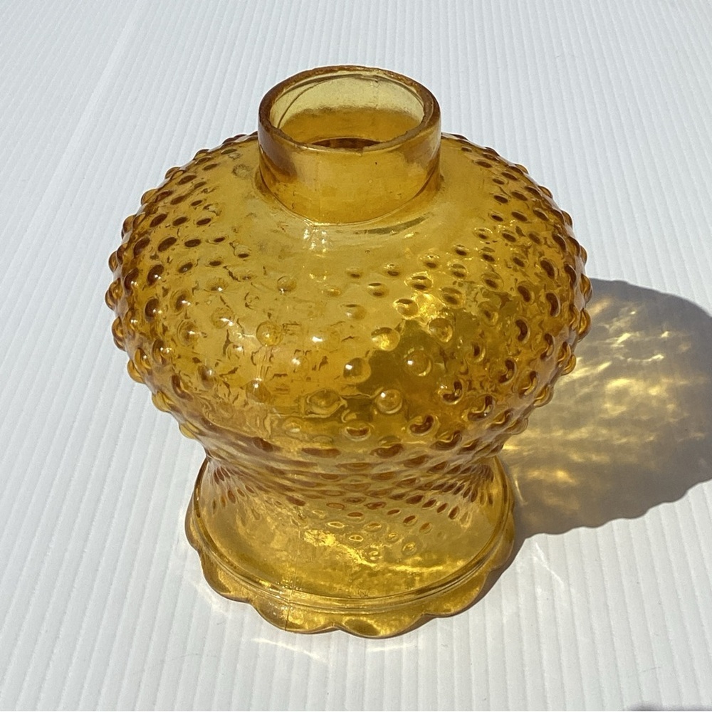 Vintage Amber Hobnail Glass Hurricane Parlor Lamp Shade